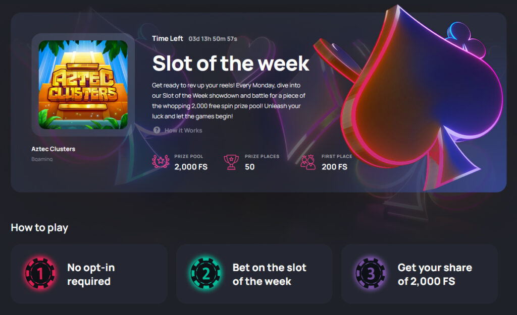 Weekly promo for slot fans.