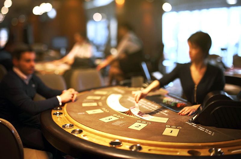 Blackjack is always played against the dealer and never against the other players.