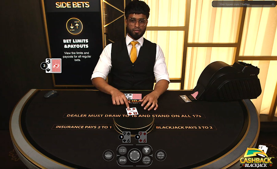 Playtech's live version of Cashback Blackjack.