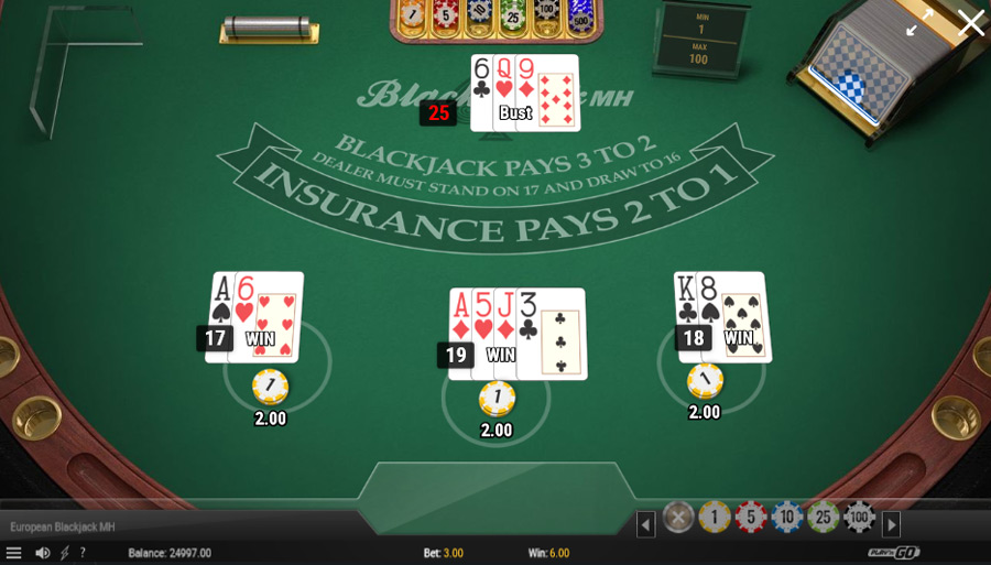 European Blackjack MH by Play'n Go.