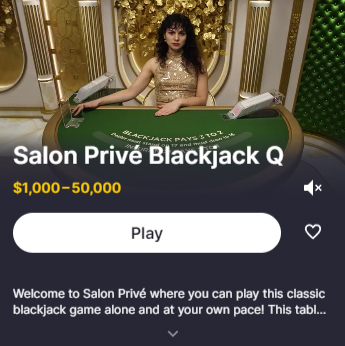 Salon Prive Blackjack at Stake