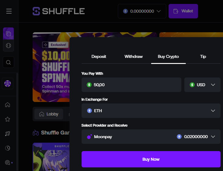 Buying ETH trough Moonpay