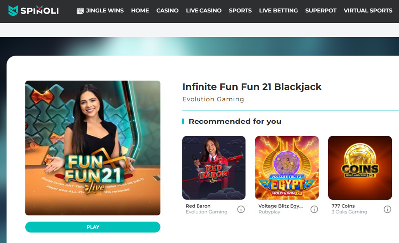 play-infinite-fun-fun-21-blackjack-at-spinoli-casino